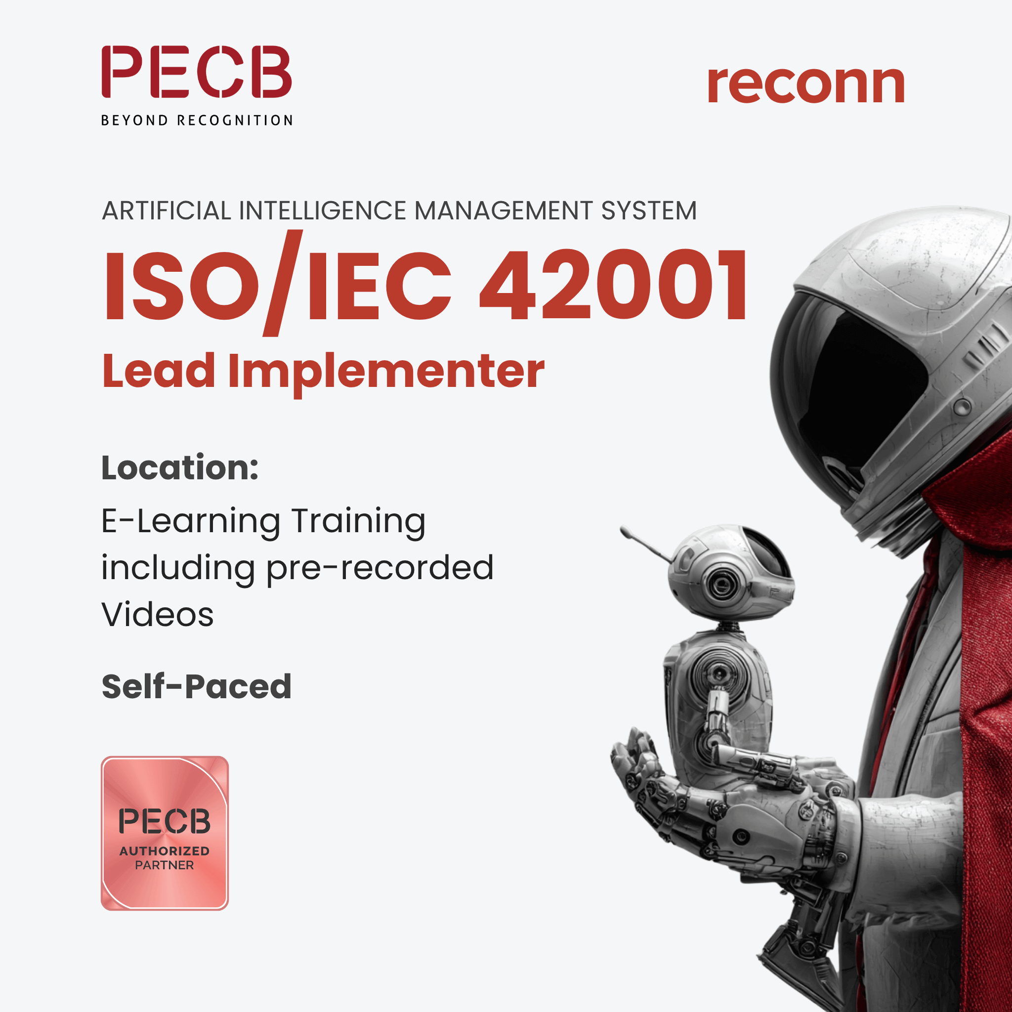 PECB ISO 42001 Lead Implementer eLearning course and Certification – Learn to design, implement, and manage AI management systems with a focus on governance, accountability, ethical AI, and risk controls.