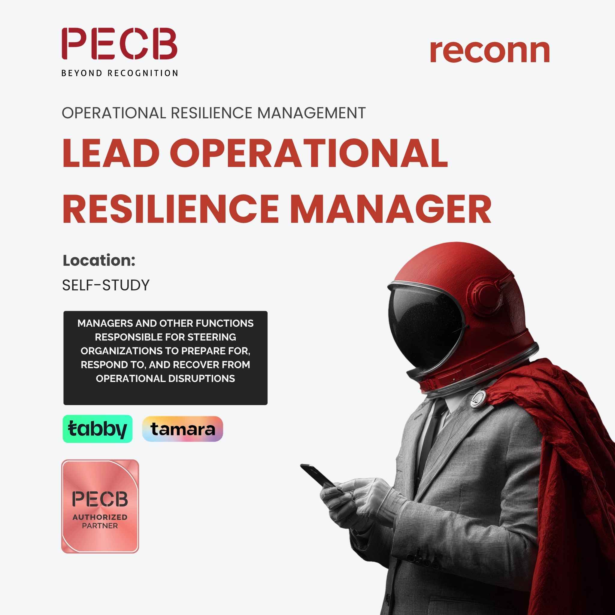PECB LEAD OPERATIONAL RESILIENCE MANAGER . 2X EXAM VOUCHERS, 100%ONLINE SELF TUDY. AVAILABLE IN ENGLISH AND ARABIC 