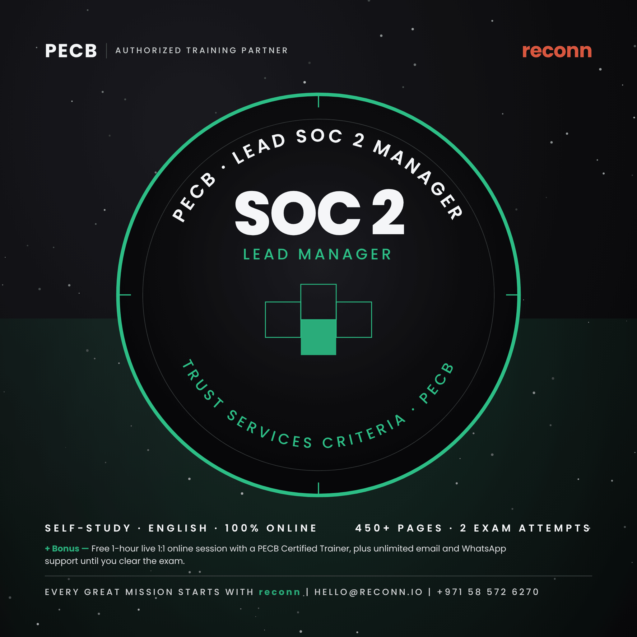 PECB Lead SOC 2 Manager Certification: Self-Study with Free 1-on-1 Mentoring